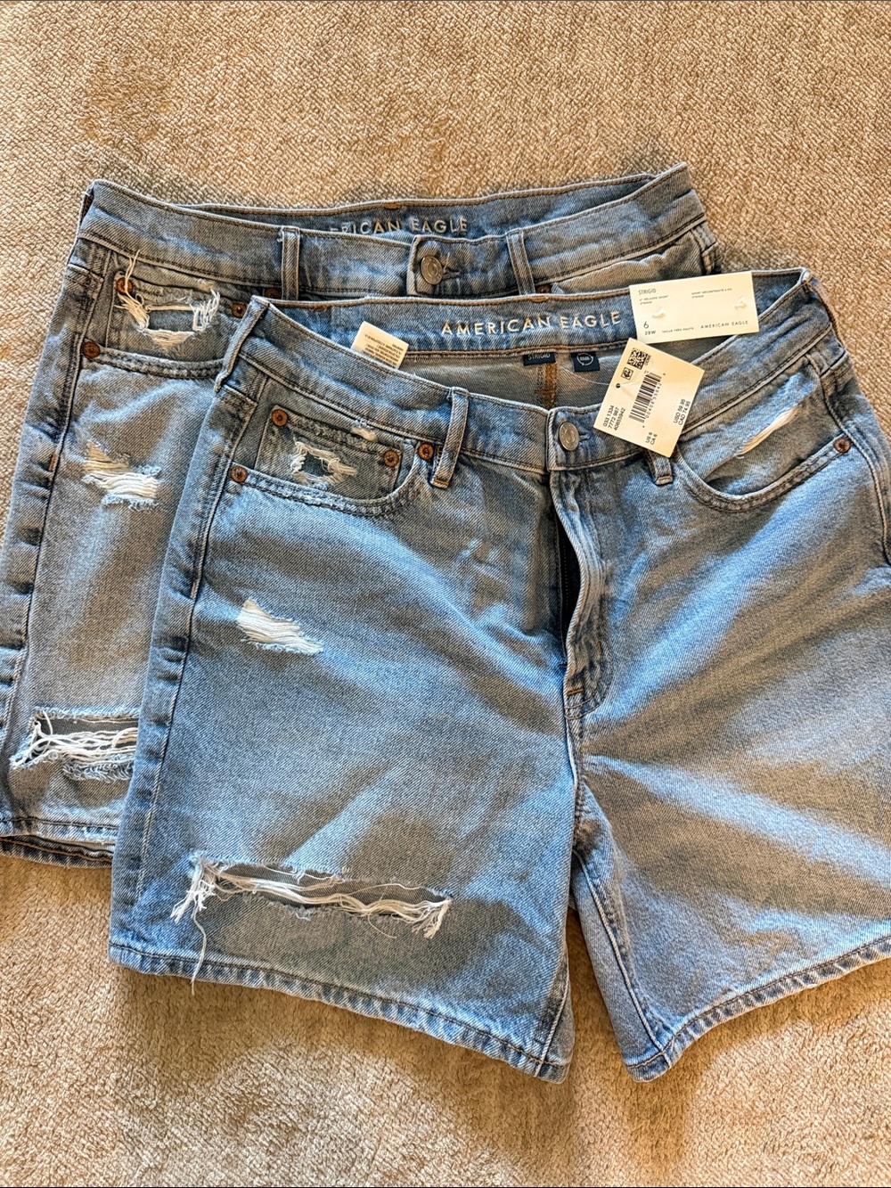 American Eagle Outfitters Light Blue Distressed Jean Shorts